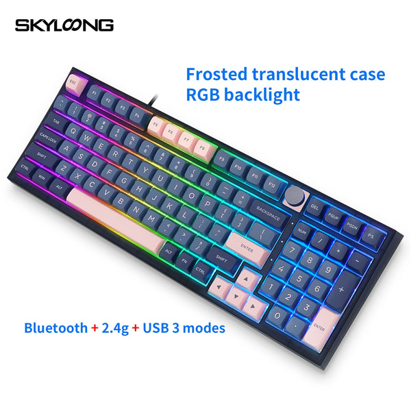 SKYLOONG GK980 Dye-Sub PBT - BluePink(Mechanical & Hot Swappable)