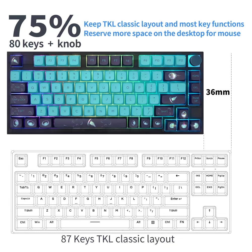 Vip Keyboard SKYLOONG GK75 Jellyfish Mechanical Knob Keyboard