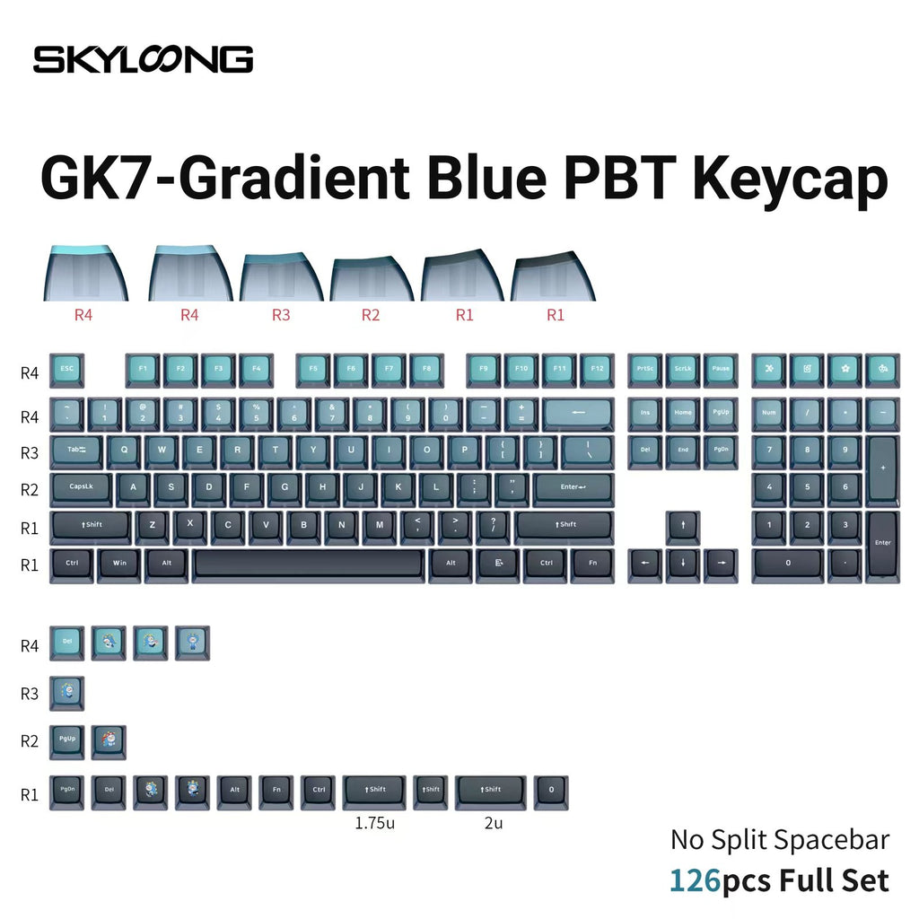 SKYLOONG GK7 PBT Gradient Blue Pudding Keycap