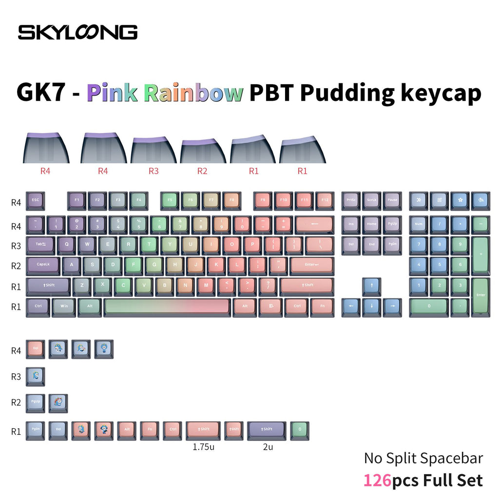 SKYLOONG GK7 PBT Pink Rainbow Pudding Keycap