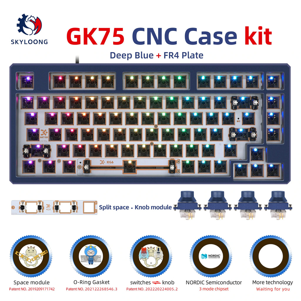 SKYLOONG GK75 Kit CNC pour interrupteur et bouton remplaçables à chaud