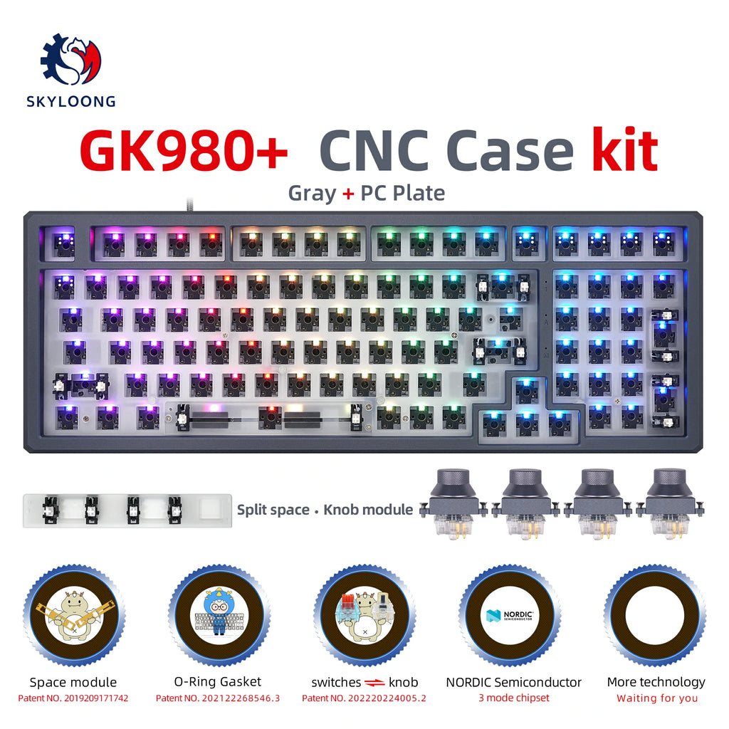 SKYLOONG GK980 Kit CNC pour interrupteur et bouton remplaçables à chaud