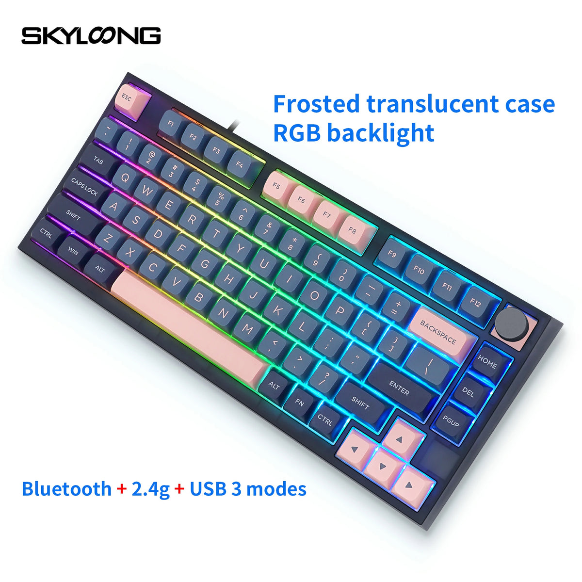 Vip Keyboard SKYLOONG GK75 Knob Keyboard - BluePink (Mechanical & Hot-Swappable Kno