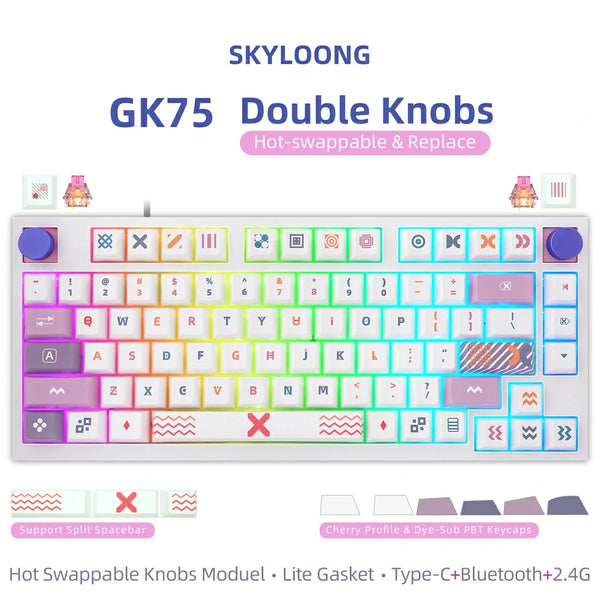 SKYLOONG GK75 Dual Knobs Keyboard - Memphis