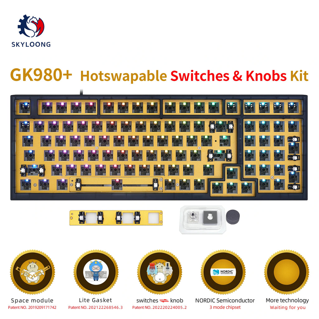 SKYLOONG GK980 Kit de commutateur et bouton ABS remplaçables à chaud