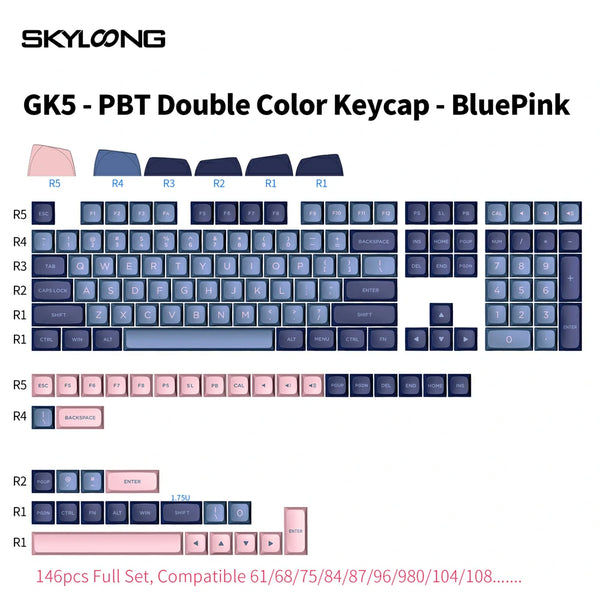 SKYLOONG GK5 PBT Keycap-BluePink