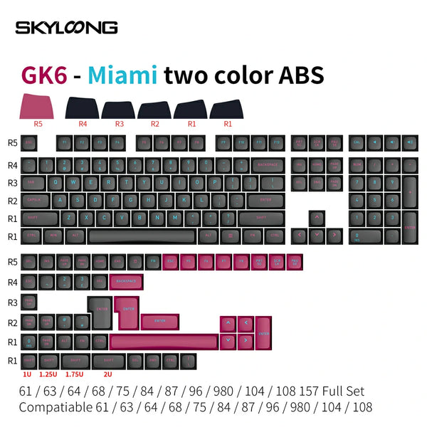 SKYLOONG GK6 ABS Black&Pink Keycap-Miami Night