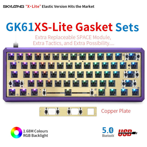 Kits de alumínio CNC SKYLOONG GK61-Geek roxo